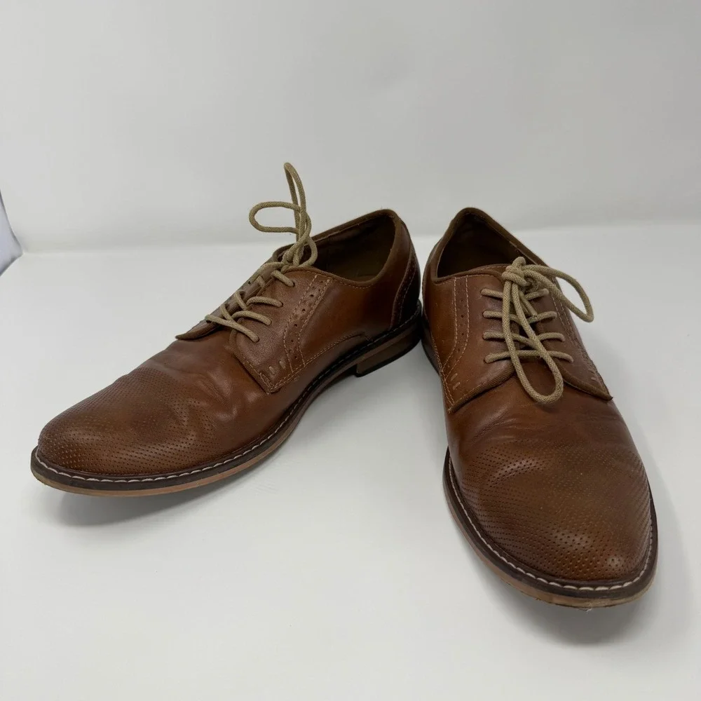 Madden Oxford Dress Shoes 10.5 Brown Cognac Perforated Toe Business Casual Mens